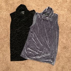 Velvet Turtle Neck Sleeveless Shirt